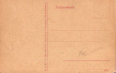 Olejów pocztówka Feldpost 1917 rewers